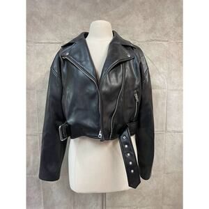 Wilfred Women's Black Biker Motorcycle Jacket Size S Small